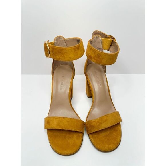 Aerosoles Sandals Womens Size 5 Tan Faux Suede Ankle Strap Open Toe Block Heel - Picture 3 of 10